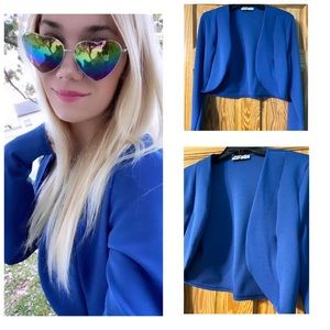 Blue Blazer Crop Top